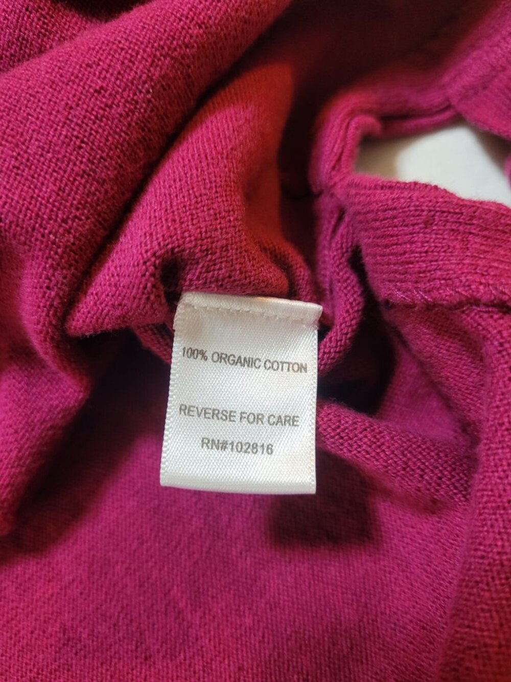 Garnet Hill Organic Cotton V-Neck Sweater Magenta Small Quiet Luxury - Picture 8 of 9